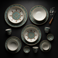 Nazifa ceramic dining set flat lay